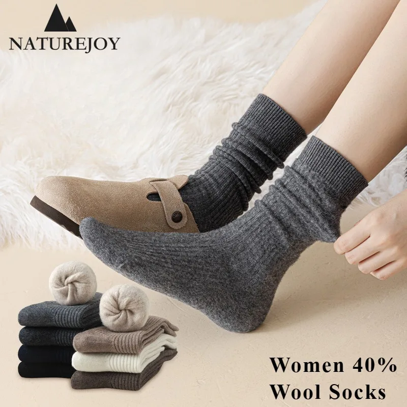 

Thermal Socks 41% Wool Long Socks Birkenstock Women Grinding Fleece Soft Waxy Velvet Boneless Warm White Autumn Winter Stocking