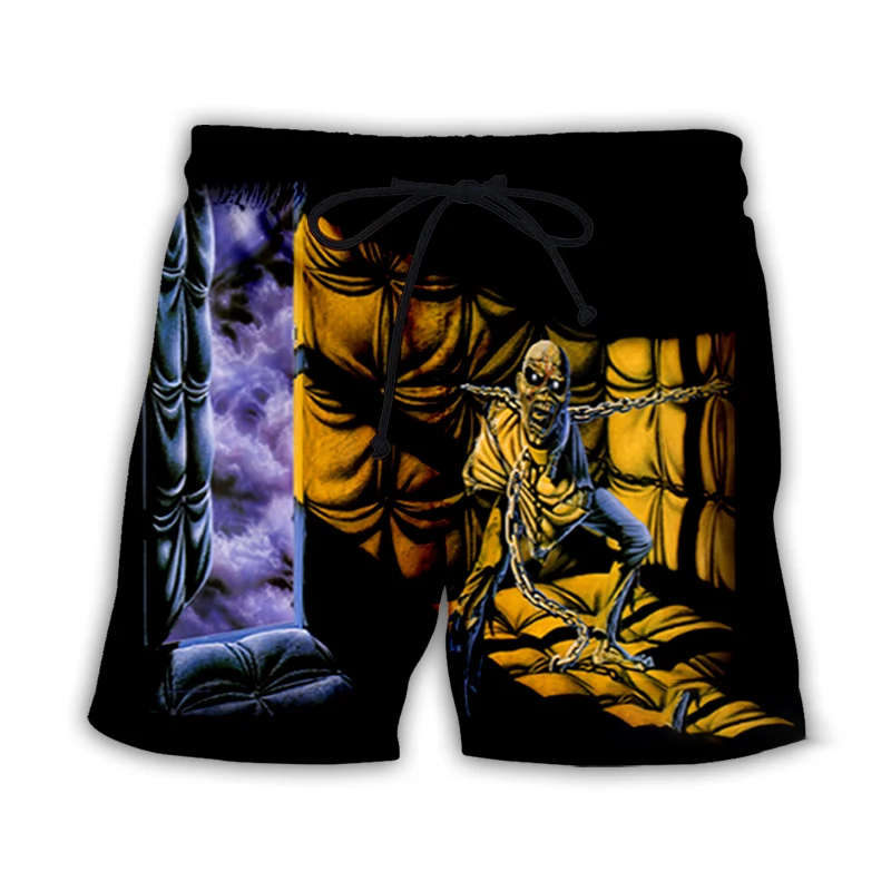 Pantalones cortos de playa con estampado 3D para hombre, ropa de calle de secado rápido, informal, con calavera de terror, gótico, Vintage, para