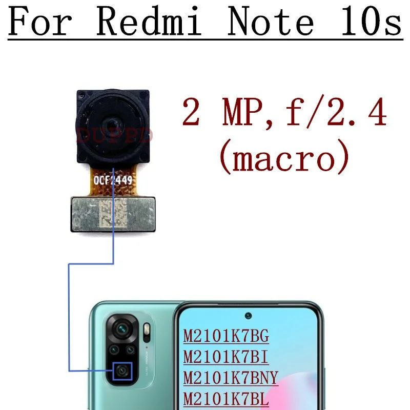 Rear Back Main Camera For Xiaomi Redmi Note 10s Front Selfie Camera M2101K7BG, M2101K7BI, M2101K7BNY, M2101K7BL