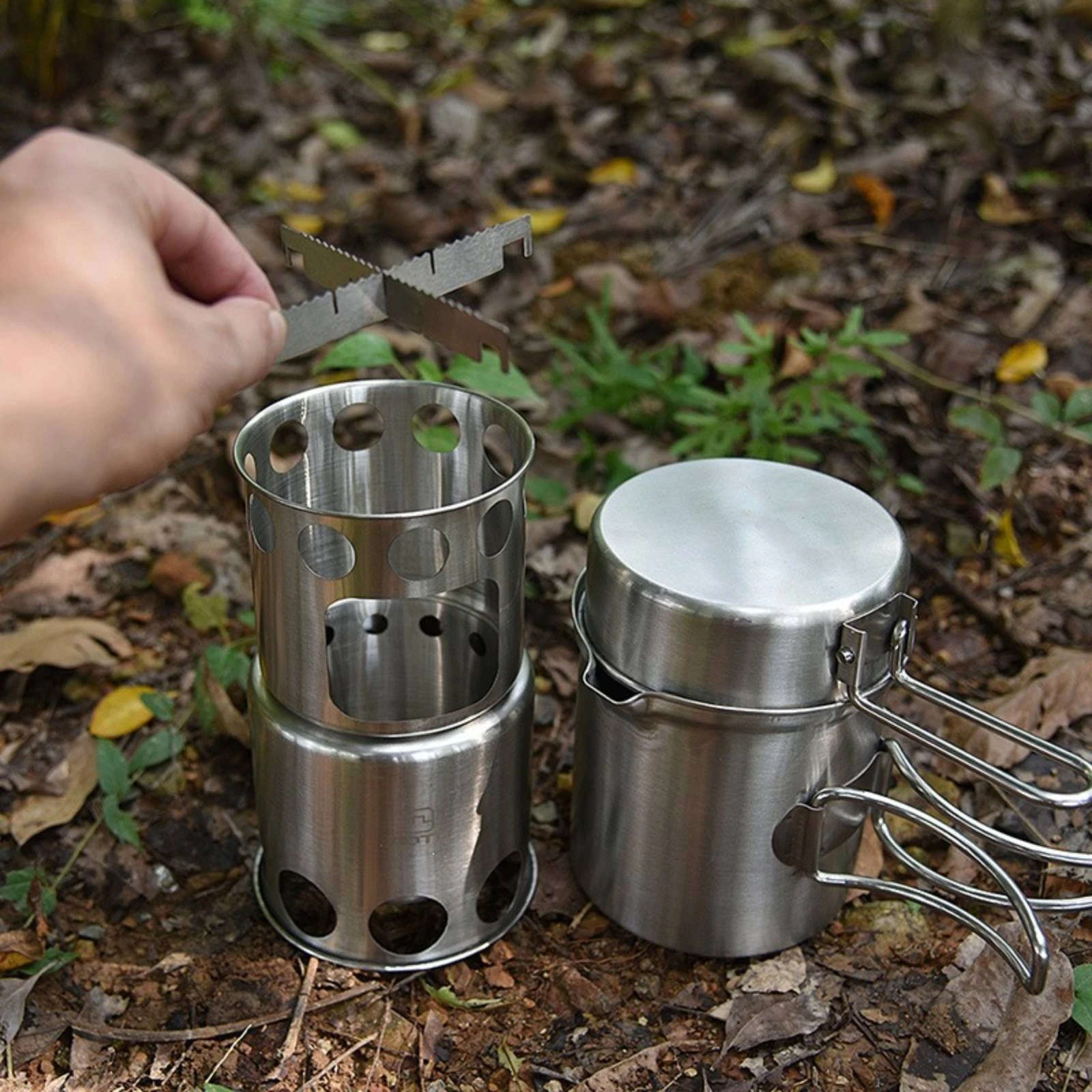 Edelstahl-Feuerholzheizungsset – Camping Cooking Pot Set Bewertung und Preis