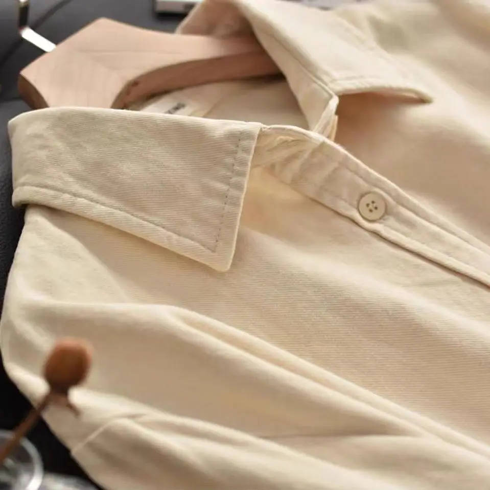 

Клетчатая рубашка из пряжи для женщин в японском стиле, свободная мягкая клетчатая рубашка с воротником на пуговицах и длинными рукавами, женский наряд JJ265