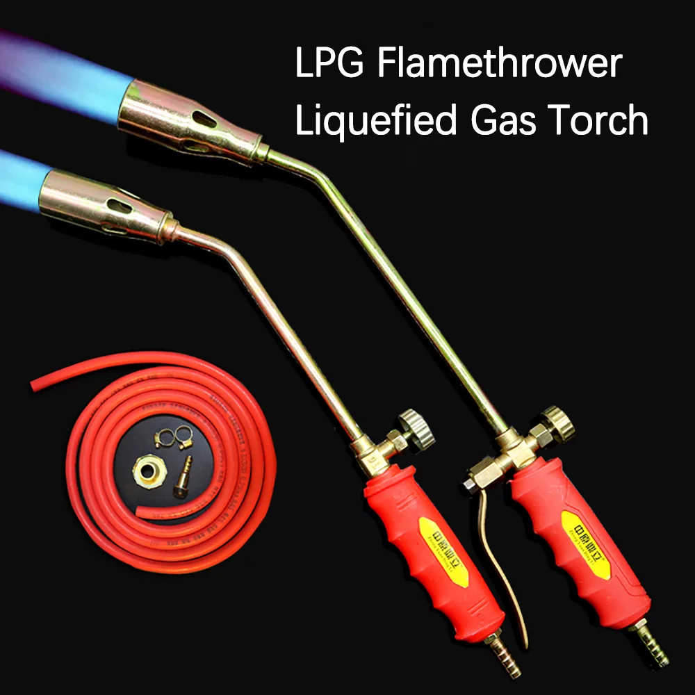LPG Fire Torch Single Switch Liquefied Gas Torch High Temperature Brazing Household Pig Cow Hair Burning Tool With Gas Hose