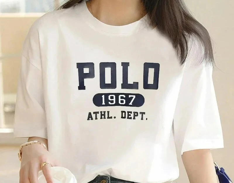 

Ins Summer Classic Retro Pattern Letter Print High Street Men's Pure Cotton Short Sleeve American Casual Versatile Couple Top