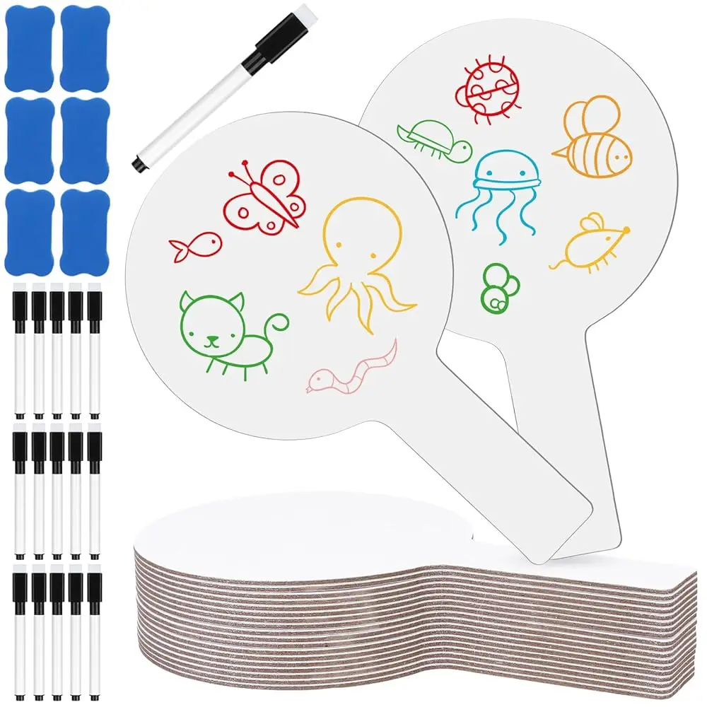 

Набор из 18 двусторонних мини-досок для сухого стирания, портативные доски-флипчарты с 18 черными маркерами и 6 ластиками, для сухого стирания