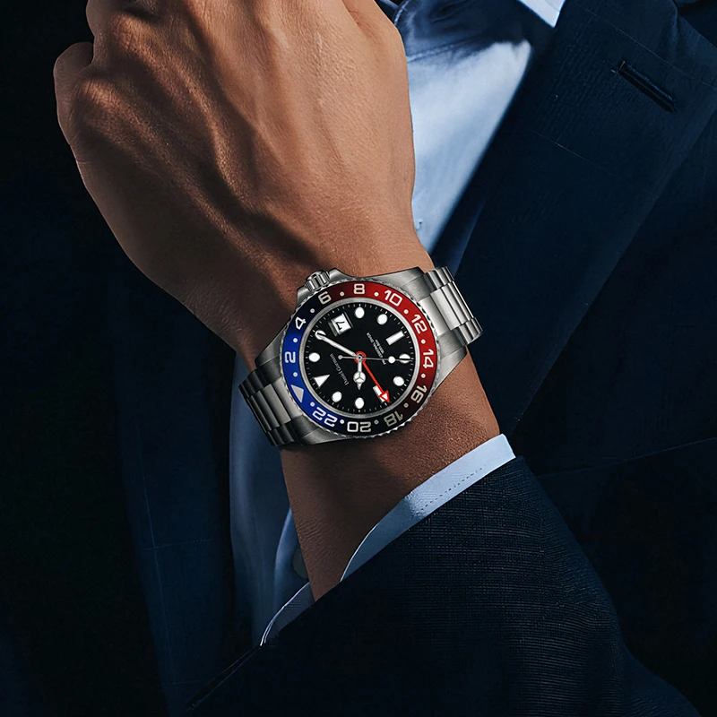 Top Brand GMT Watch Men Luxury Sports Watch Daniel Gorman 43mm Quartz Wristwatches 515 Movement 5Bar Waterproof Luminous Clocks