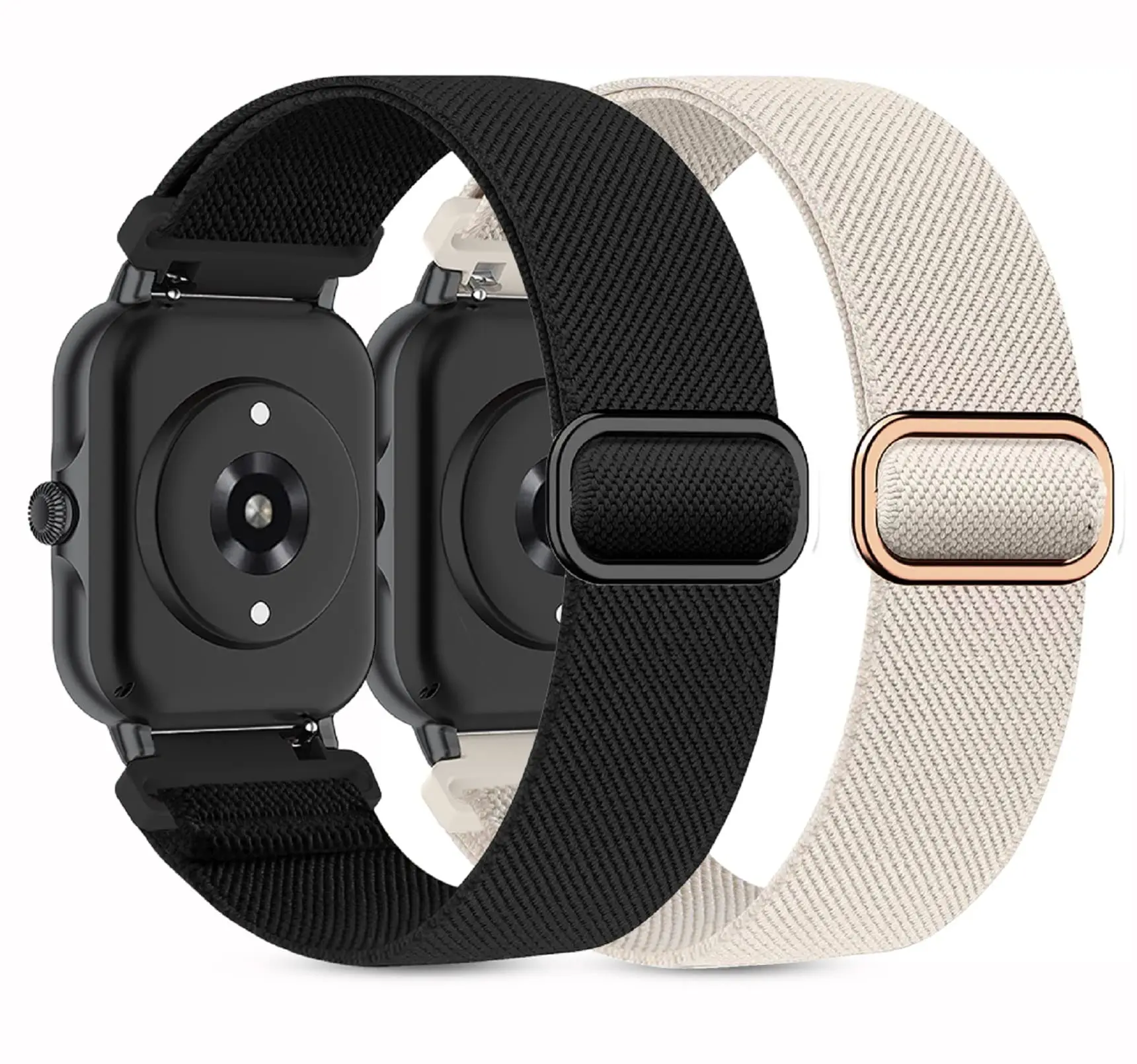 2Pcs Braided Stretchy Nylon Watch Bands Compatible with Amazfit Bip 6/Bip 5/GTR 4/3 Pro/3/2/ 2e/Balance/Cheetah, 22mm Loop Strap