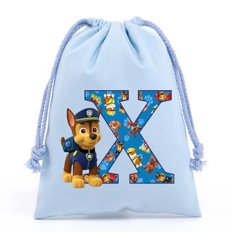 Paw Patrol-Bolso con cordón para niños y niñas, bolsa de almacenamiento con estampado de letras en inglés y dibujos animados, ideal para regalo de