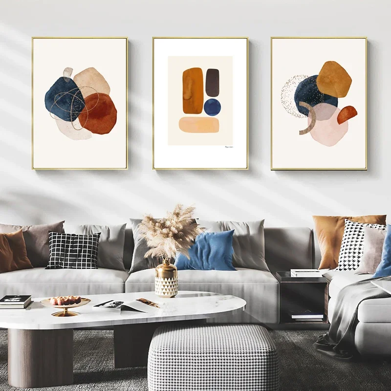 Abstract Wall Art Geometric Line Morandi Watercolor Canvas Paiting Prints And Posters Wall Pictures For Living Room Home Decor