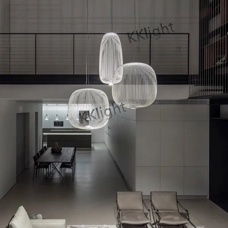 Modern Remote Foscarini Spokes LED Pendant Lights Nordic Decor Industrial style Bird Cage Chandeliers Lustre Suspension Fixtures