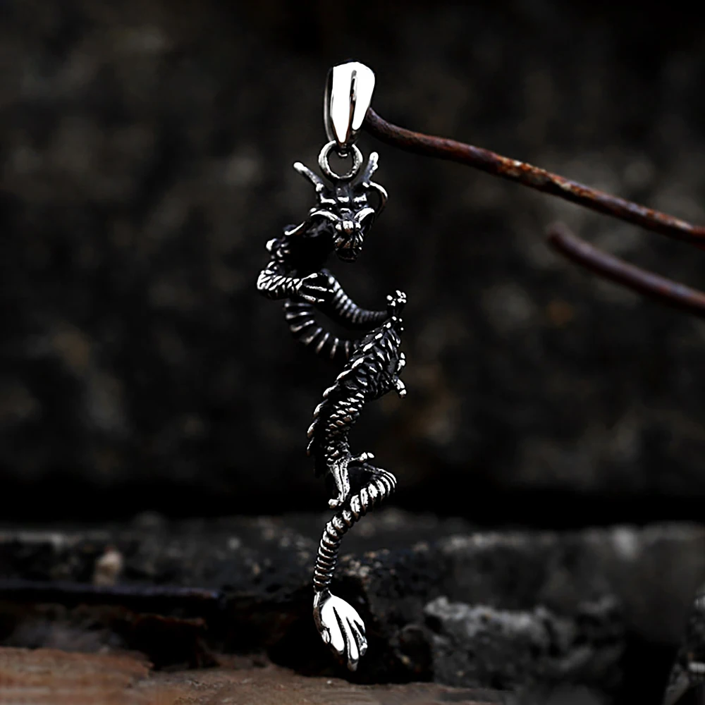 Vintage 316L Stainless Steel Dragon Sword Pendant Necklace For Men Women Punk Biker Domineering Amulet Jewelry Gift Dropshipping