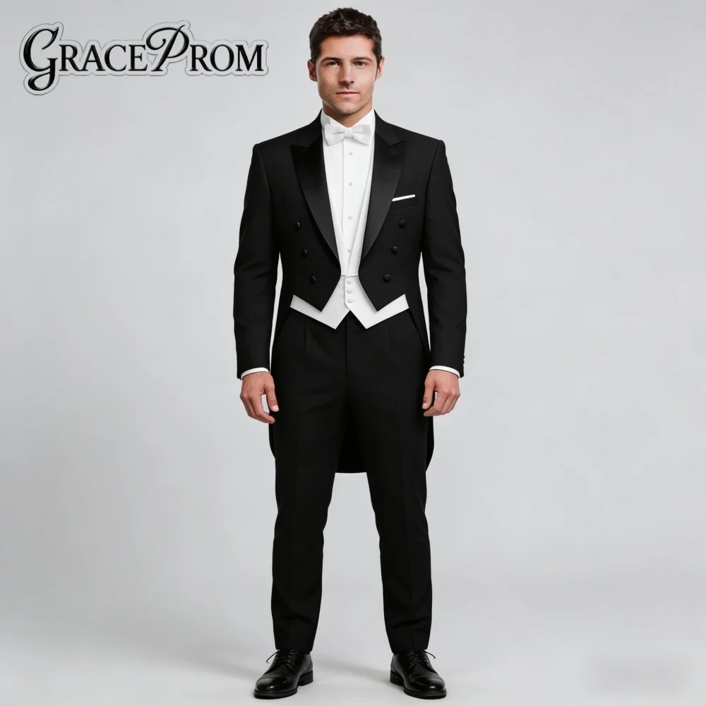 

Opulent Black Tailcoat For Men Wedding Formal Shawl Lapel 2PCS Suit Groom Suit Set Jacket Pants Wedding Occasion Customized