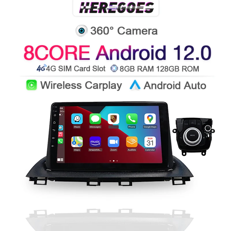 

Автомагнитола Carplay, 2 din, Android 12, для Mazda 3 Mazda3 Axela 2013, 2014, 2015, 2016, 2017, GPS, Wi-Fi, 8 ГБ + 128 ГБ, аудио