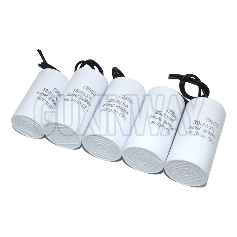 1 unidade Capacitor de Partida e Funcionamento de Motor CBB60 450VAC 5% para Máquina de Lavar Roupa 450V 3UF 4UF 5UF 6UF 8UF 10UF 12UF 15UF 18UF