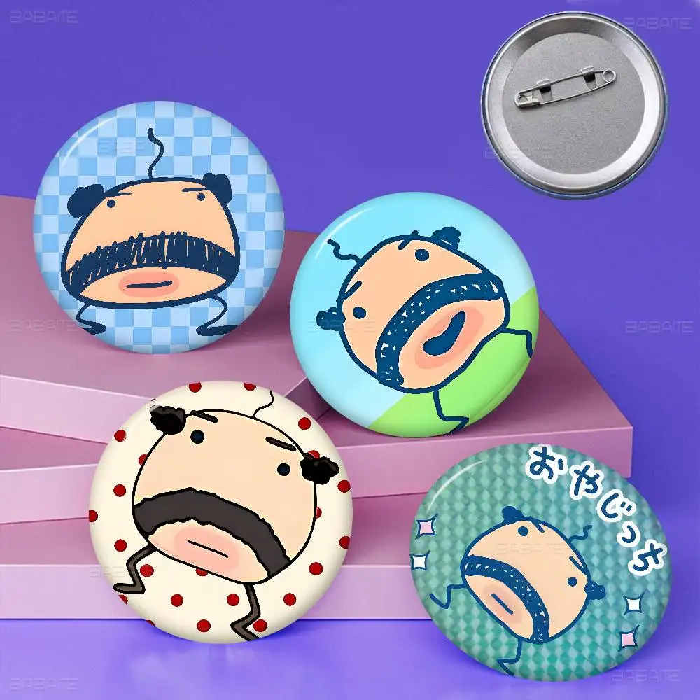 Funny game art O-Oyajitchi 58mm Cute Anime Figure Icon Badge Handmade Tinplate Brooch for Backpack Clothes Chest Ornament Gifts