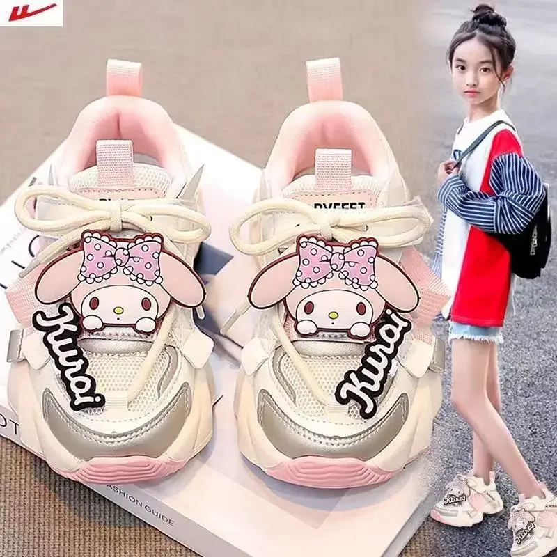 

Girl Sanrios Child Leisure Sports Shoes Kuromi My Melody Spring Anime Autumn Kawaii Cartoon New Breathable Light Running