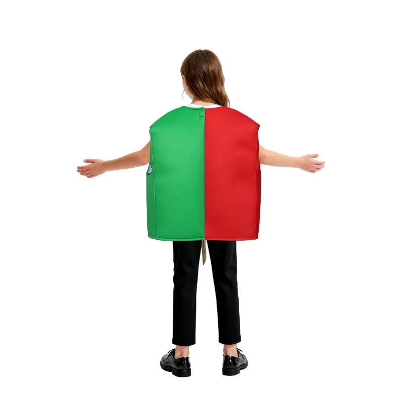 صندوق هدايا عيد الميلاد سانتا كلوز، زي إسفنجي مضحك مع أداء مرحلة المدرسة للرأس للأولاد والبنات مقاس واحد