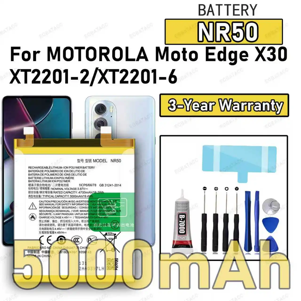 

100% New High Quality NR50 Battery For MOTOROLA MOTO EDGE X30/XT2201-2/XT2201-6 Replacement Battery Bateria+Free Tools