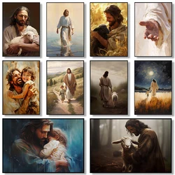Jesus Christ Walking On Water Hand Of God Jesus Portrait Classic Retro Poster Canvas Paintings Wall Art Pictures Home Decor