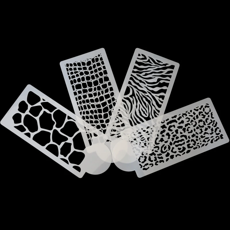 4PC Cake Decorating Bakery Tool Fondant Mold Croco Snakeskin Leopard Zebra Bakeware Baking Fondant Stencil Template Mold E658
