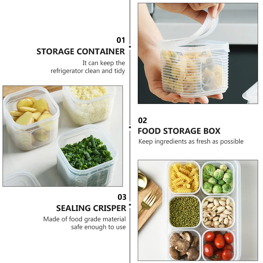 

7 pcs Square Storage Containers With Lids Food Grade Transparent Freezer Microwave Safe Storage Boxes For Kitchen Keep Fresh