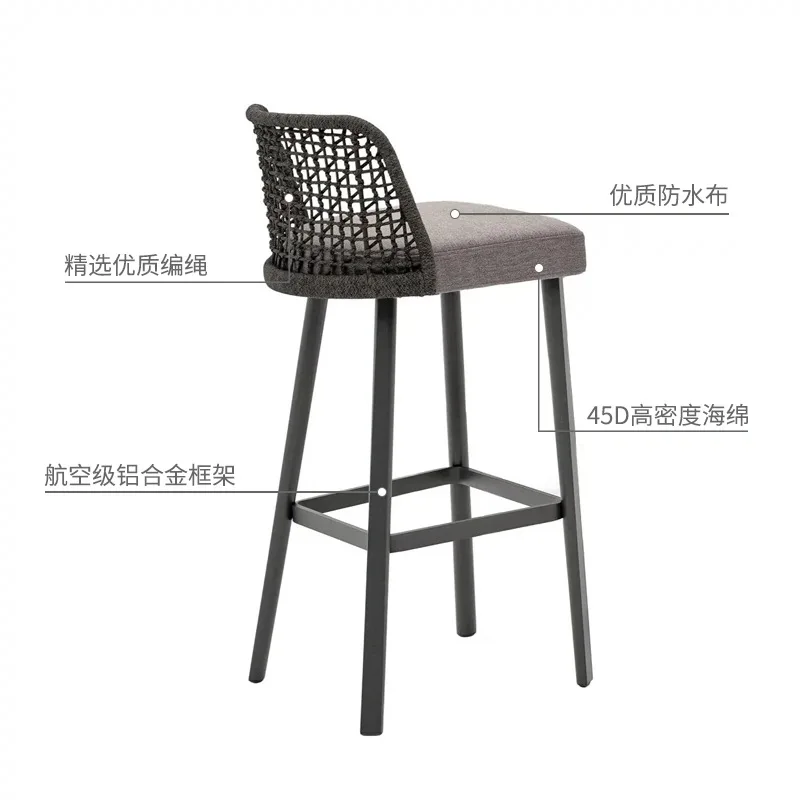 Villa Bar Chair Furniture Leisure Garden Patio One Table Four Chairs Waterproof Sunscreen Backrest Rattan