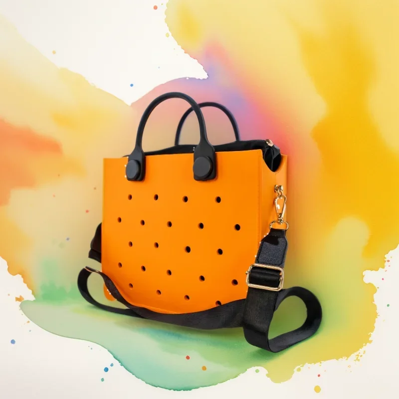 Sac à main en caoutchouc cyan rose pour femmes, sac à main de plage pour filles, breloques colorées, mode initiée, style d\'été