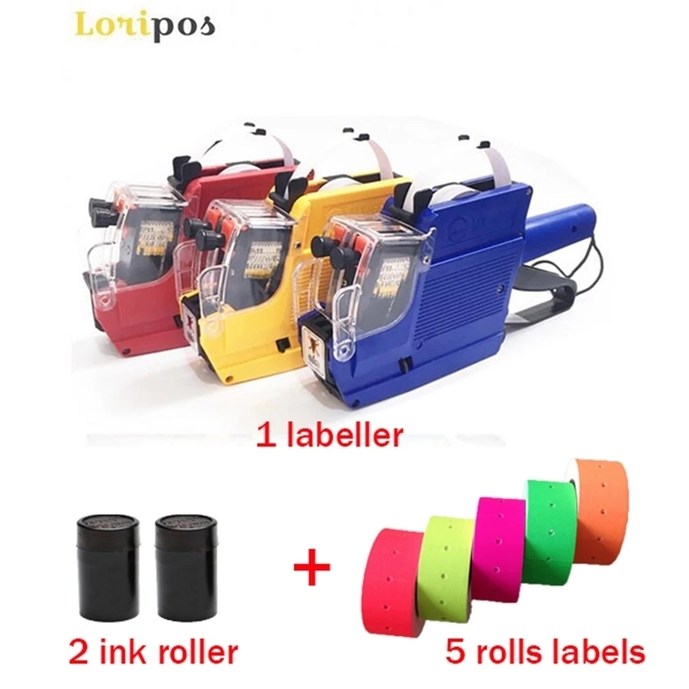 Mx-6600 Two-line Price Labeller 10 Digits Tag Sticker Pricing Gun Refillable Ink Roller Price Labeller Tool Double Lines Marker