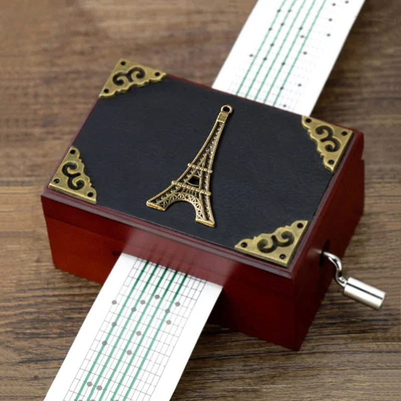 5/30 tone DIY hand-cranked paper tape music box wooden music box creative birthday