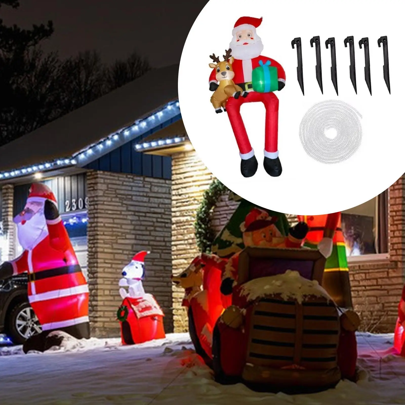 

Christmas Inflatable Santa Xmas Decorations Sitting on The Roof Cute Inflatable