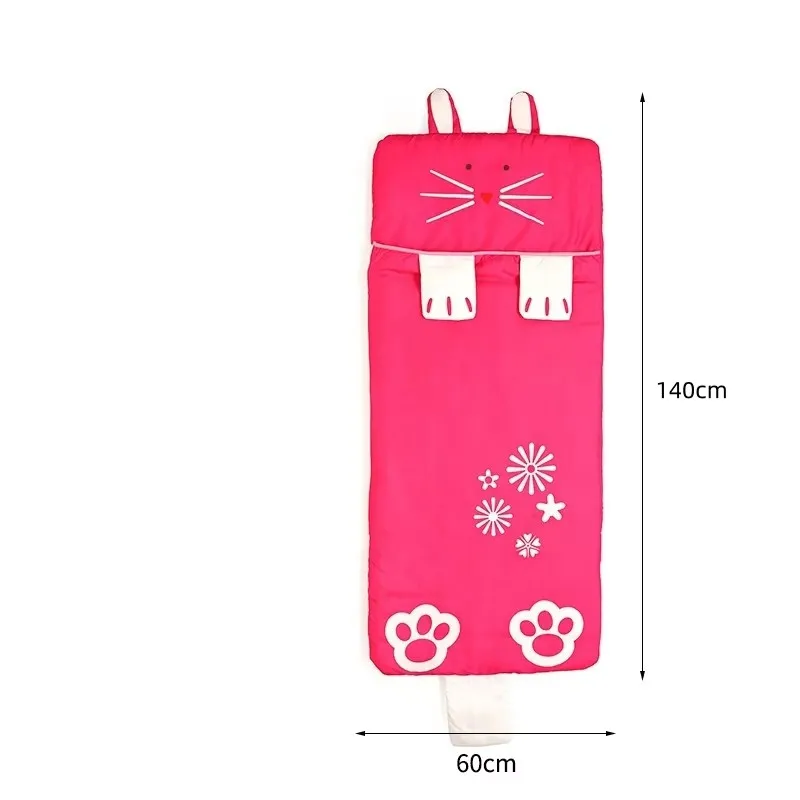 الطفل الصغير النوم المعزي حقيبة مريحة الاطفال المضادة للركلة الكرتون الوردي القط التفاف بطانية مع البريدي قابل للغسل المحمولة 60*140 سنتيمتر #5