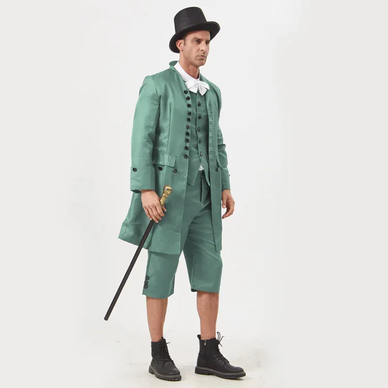 

2025 New 18th Century British Men Cosplay Marie Antoinette Baroque Black Performance Halloween Court Prince Costumea;3,v'5.t;8,