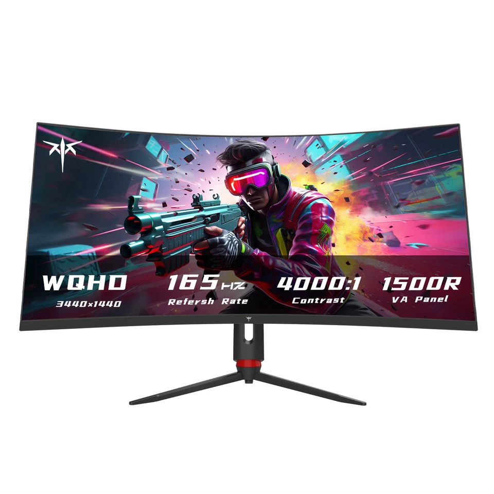 KTC 34インチ ウルトラワイドモニター、165Hz WQHD 3440X1440 曲面