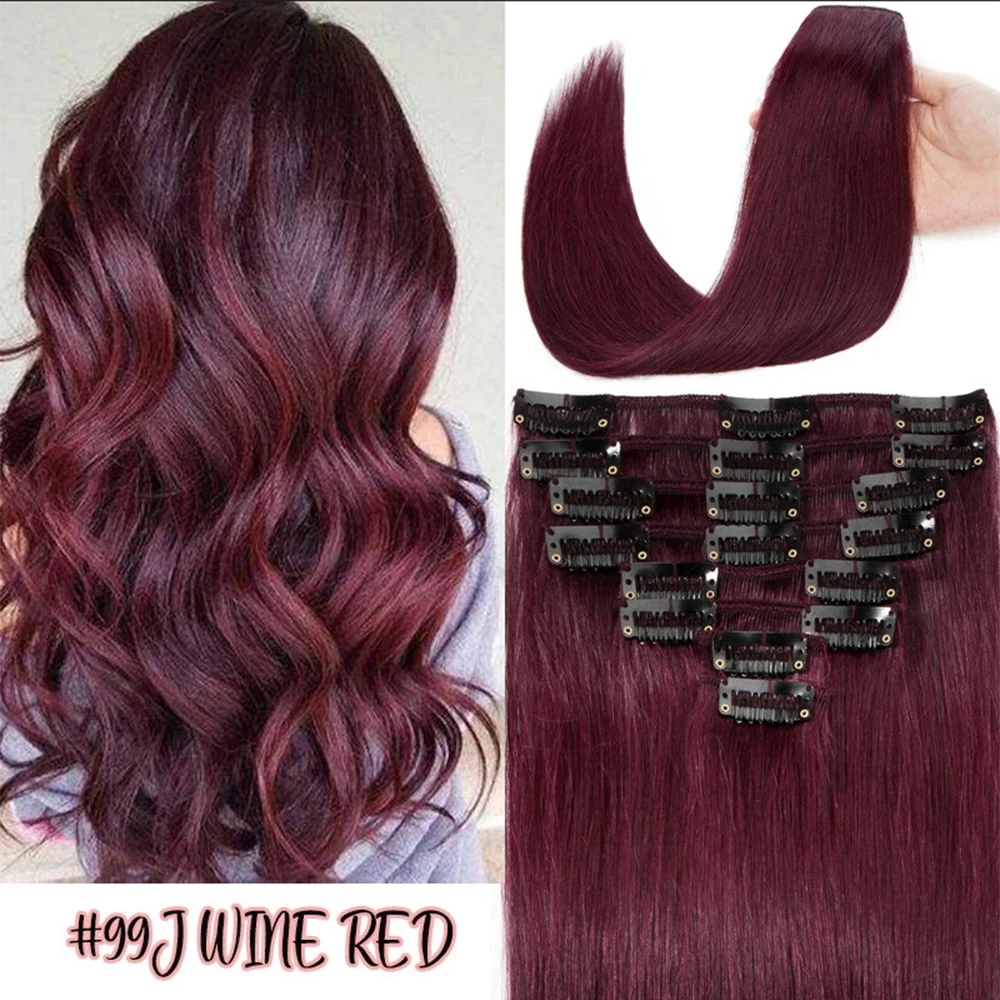 Extensões de cabelo liso, com - Seamless Clip In Hair Extensions Human Hair avaliação e preço
