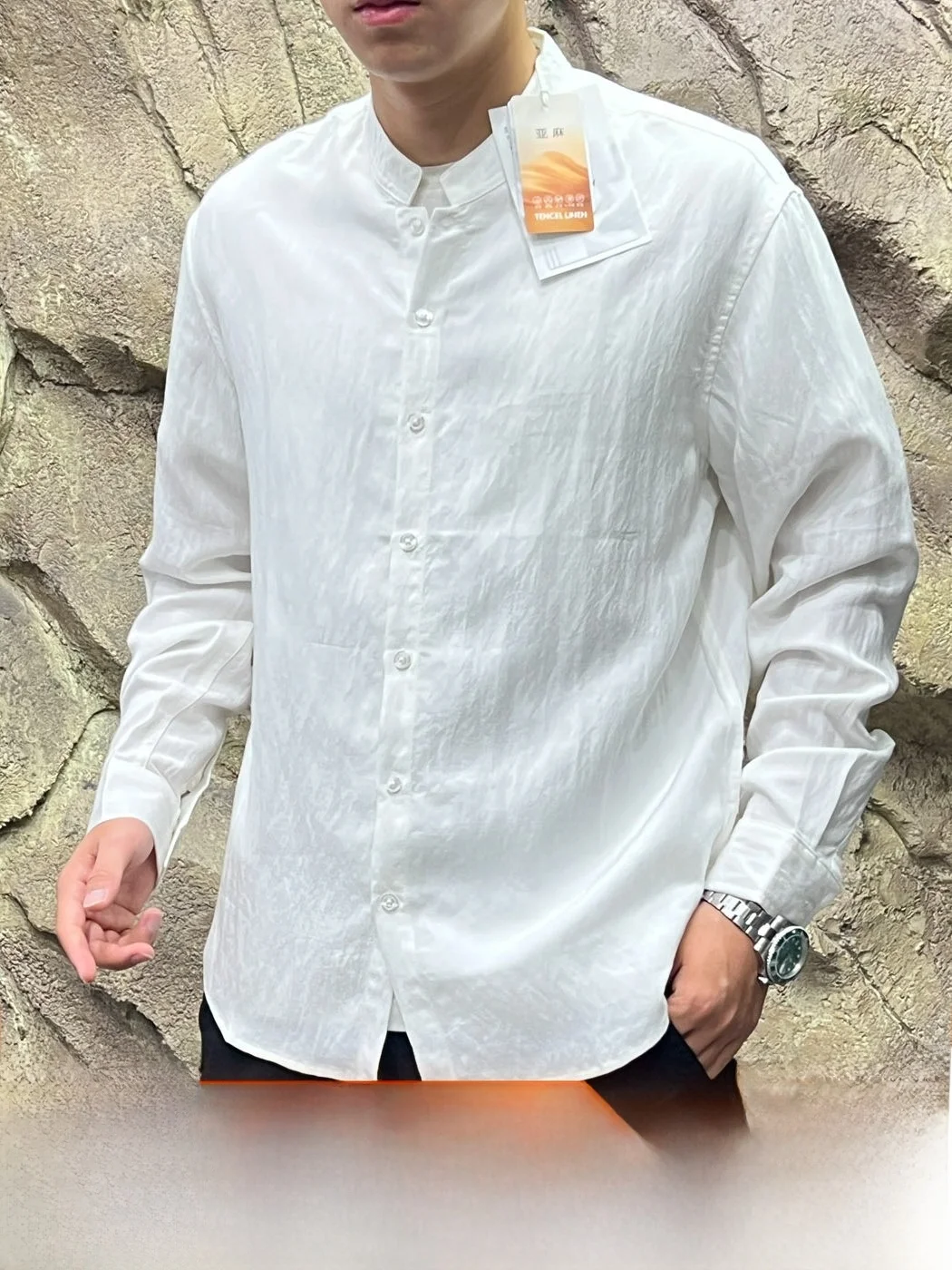  Line! Lenzing Linen Blend! Minimalist Style! Spring Autumn New Men's High End Luxury Shirt Breathable Casual Style P...