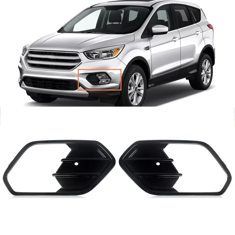 

NEW-Car Front Bumper Fog Light Lamp Frame Cover Grille For Ford Escape Kuga 2017 2018 2019