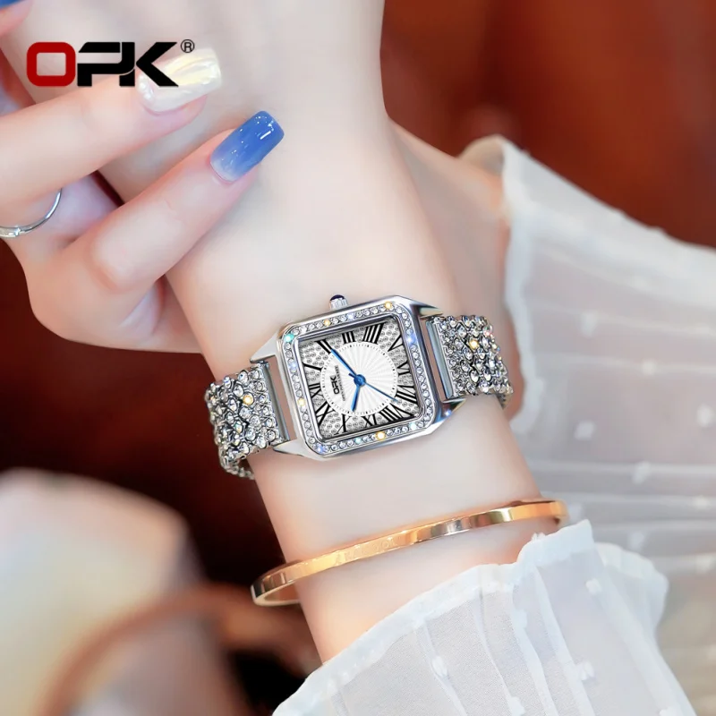 DropshippingOPKBrand-Reloj de pulsera de cuarzo con botones para mujer, joyería elegante integrada, Popular