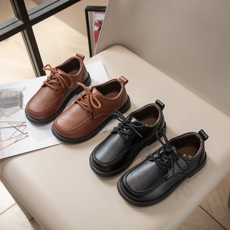JGSHOWKITO Frühling Herbst Kinder Lederschuhe Neue Schwarze Jungen Schuluniform Flache Schuhe Lässige Mode Kinder Formelle Anzugschuhe – Detail 3