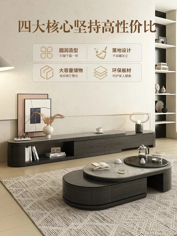 

yj5 Light Luxury Stone Plate Kung Fu Tea Table Integrated Household Multi-Functional Coffee Table TV Cabinet Combination