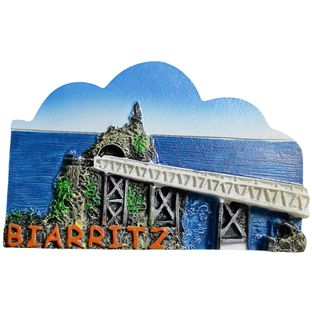 Imán para nevera de la República Francesa Biarritz, recuerdo de viaje, imán decorativo para refrigerador, colección de manualidades pintadas a mano