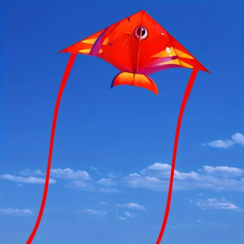 Animal de peixe dos desenhos animados pipa para crianças e adultos fácil de voar pipa de praia com alça de corda para iniciantes adolescentes brinquedo esportivo ao ar livre