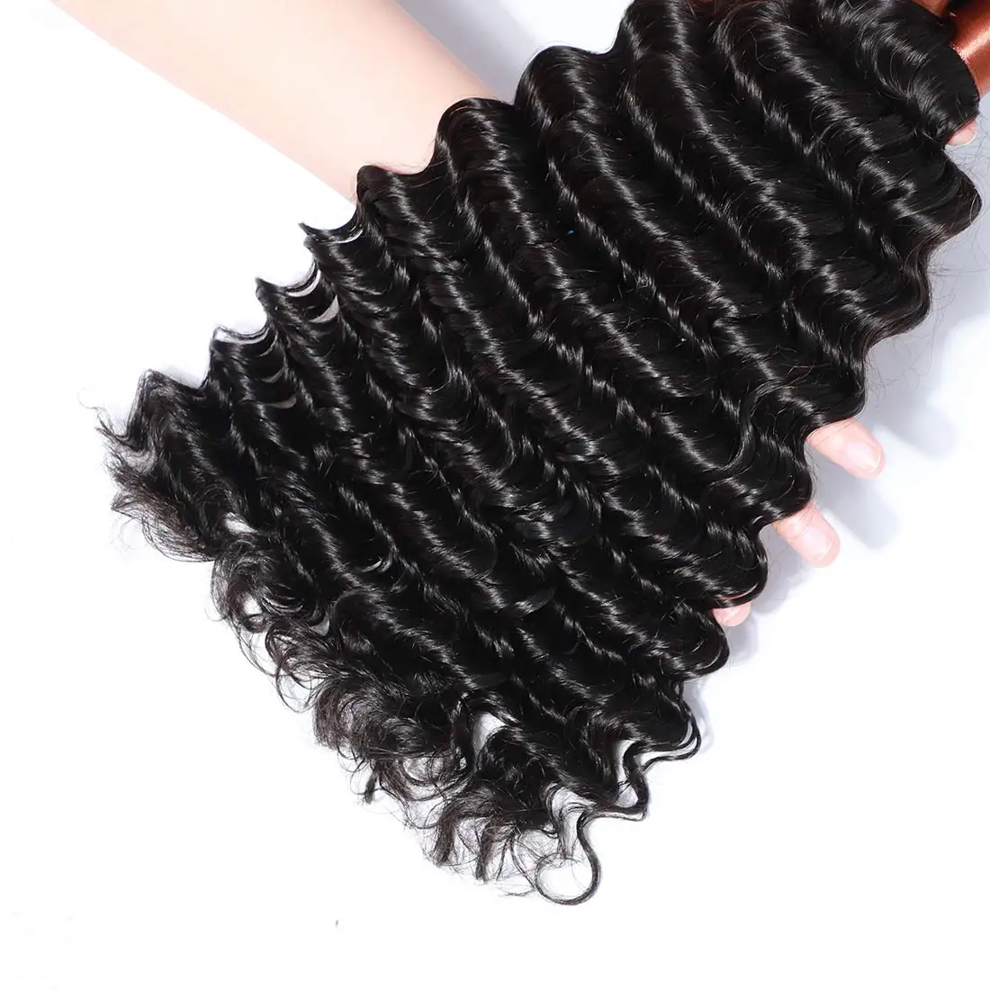 Pacotes de cabelo humano de onda profunda com fechamento, cabelo brasileiro encaracolado, Weave Bundles, 3 Pacotes, 4 HD Lace Frontal, extensões de cabelo