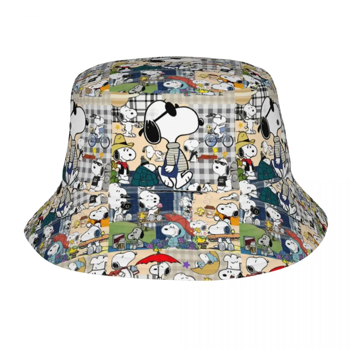 

Vocation Getaway Headwear Snoopy Collage Stuff Bucket Hat Women Hot Sun Hat Cartoon Bob Hat Lightweight Fisherman Hats Camping