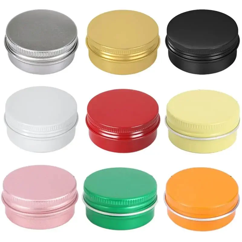 50Pcs 15g Empty Aluminum Tin Jar with Screw Thread Lid Round Sealed Box Cream Lip Balm Containers Cosmetic Cans Candle Jars