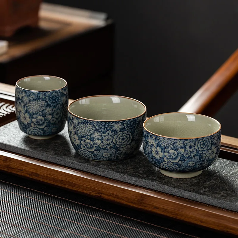 High Quality Household Living Room Tea Cup Retro Style Ceramic Tea Cup Large Size Single Person Master Cup Tea Set Accessories