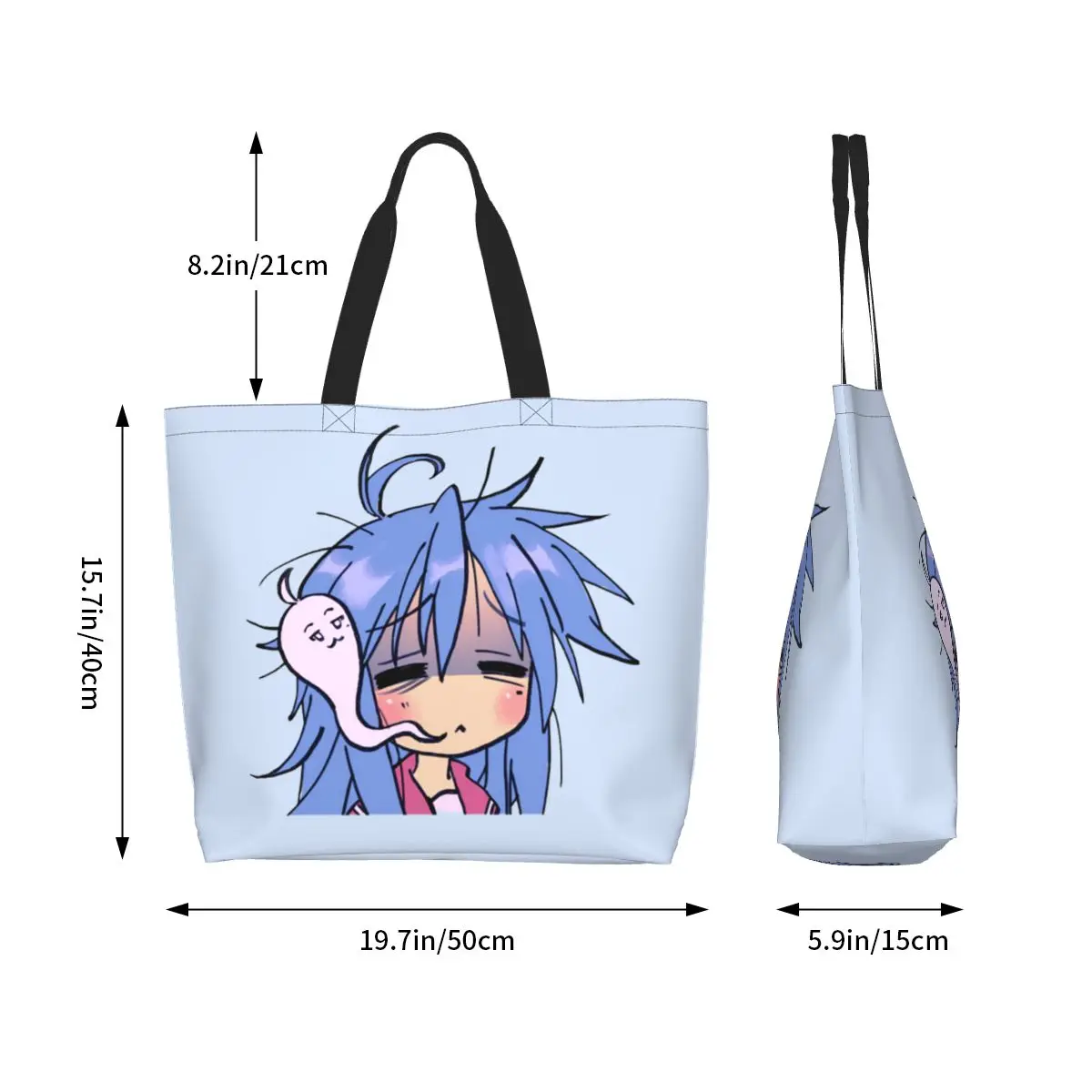 Dead Tired Izumi Konata Lucky Star Shopping Tote Bag Canvas Large Capacity Shoulder Bags Shopper Grocery Handbag for Women