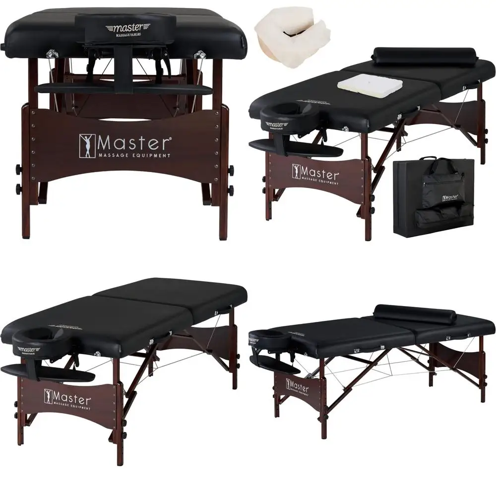 

Портативный массажный стол с подушкой 2,5 дюйма, круглой подушкой-валиком, одноразовым чехлом, 30-дюймовая кушетка для косметологии, тату и наращивания ресниц