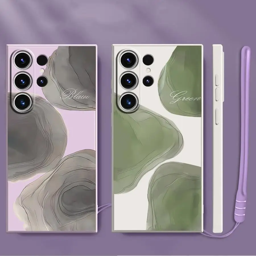 Ink Wash Flower Case for Samsung Galaxy S26 S21 Plus Note 20 10 Ultra S20 FE S25Edge S22 S23 S24 Ultra Phone Cover
