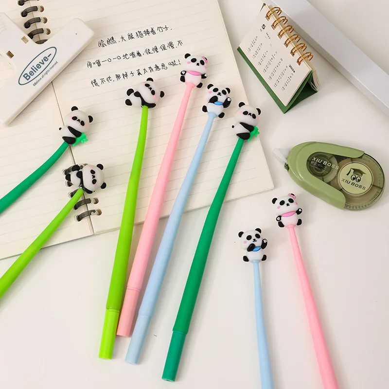 48 pcs/lot Kawaii Panda Gel Pen Cute 0.5mm Black Ink Signature Pens Stationery Gift School Writing Supplies