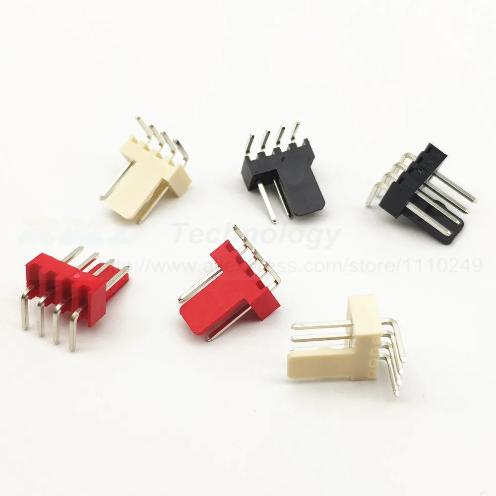 2510 2.54 mm KF2510 3+1P KF2510-4AW Male Female Housing Connector Red Black White Straight Right Angle Pin Header 2.54mm 4pin