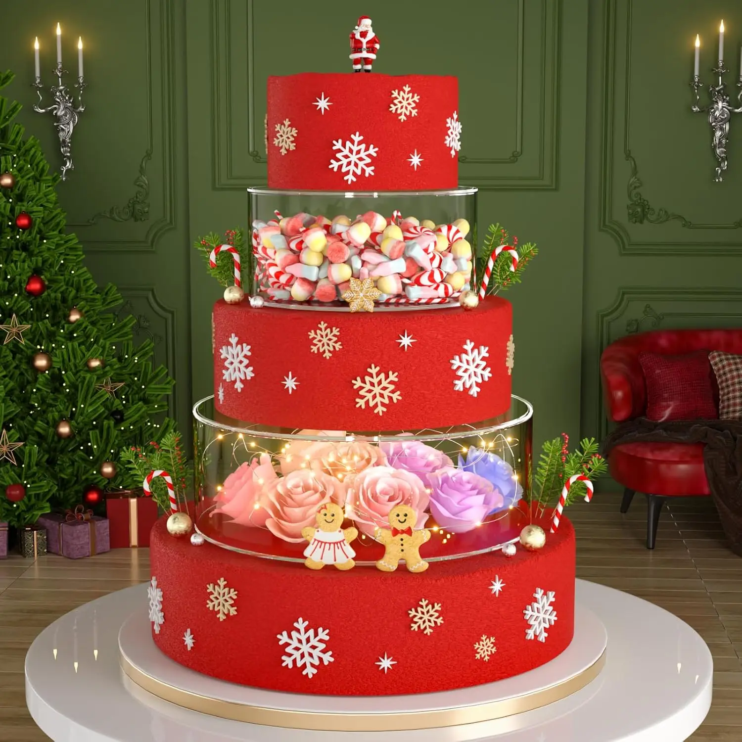 

2Pcs Fillable Acrylic Cake Stands, Round Display Risers for Wedding Birthday Party Decor (12" & 8" Diameter)